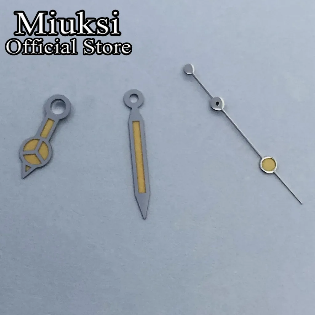 Miuksi silver yellow watch hands green luminous fit NH35 NH36 ETA2824 2836 Miyota8215 8205 Mingzhu DG2813 3804 PT5000 movement