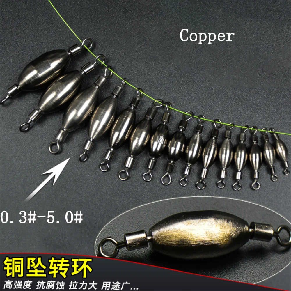 Wholesale Floats for Fishing Fish Connector Swingers Copper Pendant Set Sea Floating for Pin Bearing Rolling Swivel Snap Pins