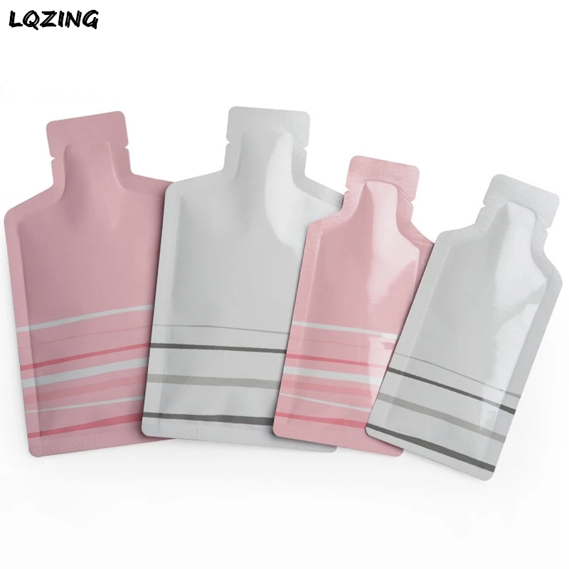 100pcs Gold Bottle Shape Aluminum Foil Bag,Pink/White Self Seal Packing Food Bag Retail Powder Liquid Pack Pouches