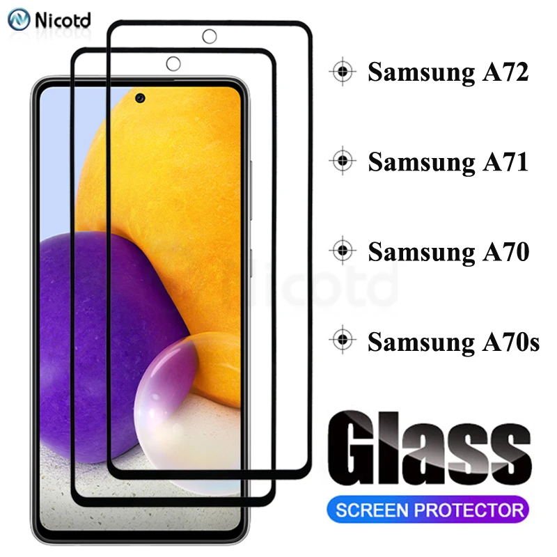 

2pcs tempered glass for samsung galaxy a72 a71 screen protector glass for samsung galaxy A70 a70s full cover full glue 9h glass