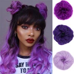 XUANGUANG sentetik elastik saç Scrunchie Chignon Donut rulo topuz peruk kıvırcık klibi saç Ponytails uzantıları birçok renk