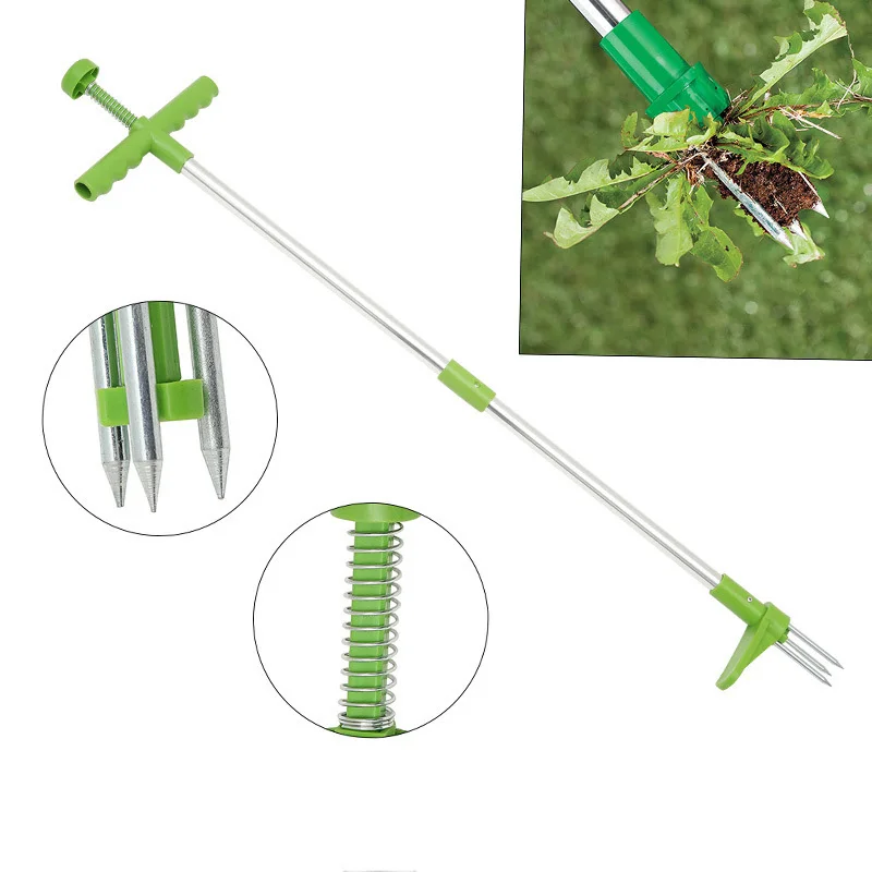 Root Remover Outdoor Weeder Portable Manual Garden Lawn Long Handled Aluminum Stand Up Weed Puller Lightweight