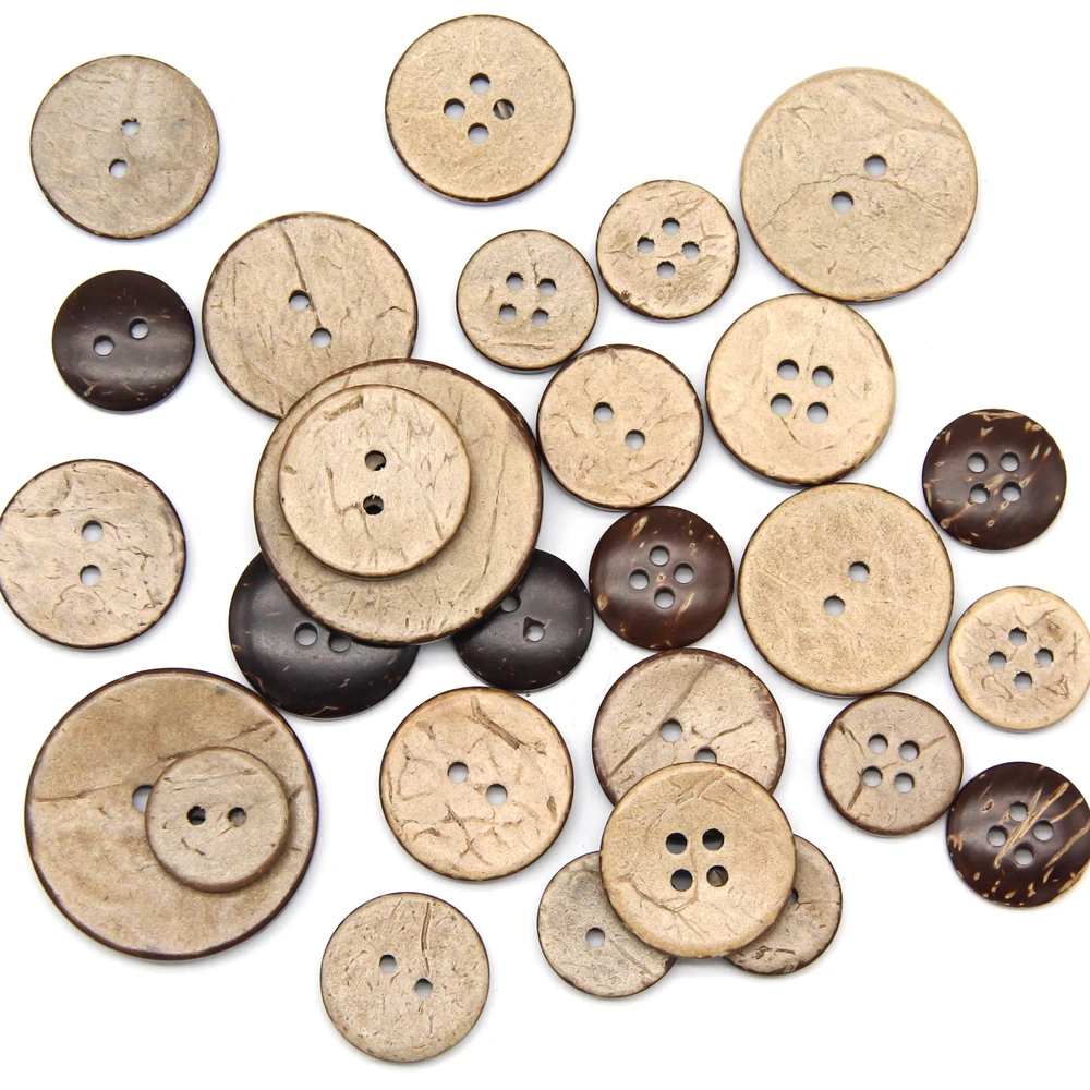 Natürliche umweltfreundliche Kokosnussschale Holzknopf für Kleidung 2/4 Löcher Kinder Sammelalbum dekorative Holzknöpfe Großhandel – Detail 11