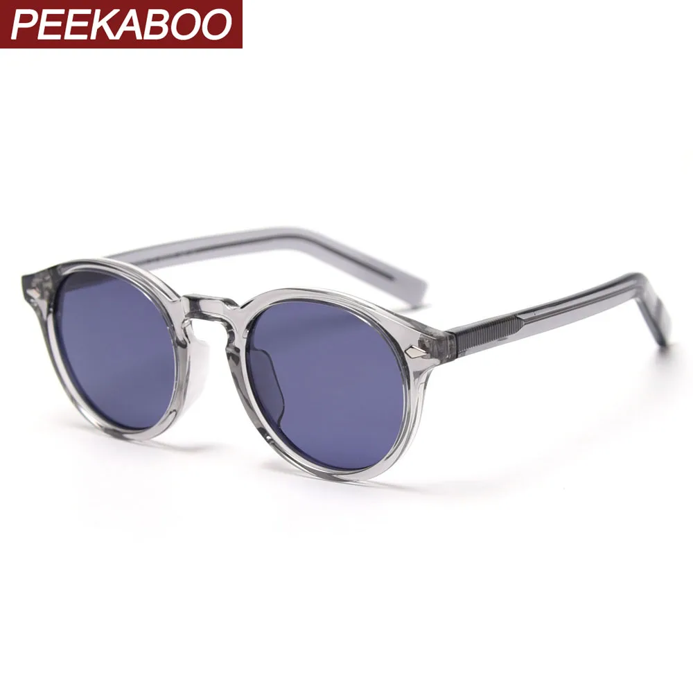 Peekaboo tr90 round frame glasses for women uv400 summer transparent male sun glasses polarized brown korean style 2021