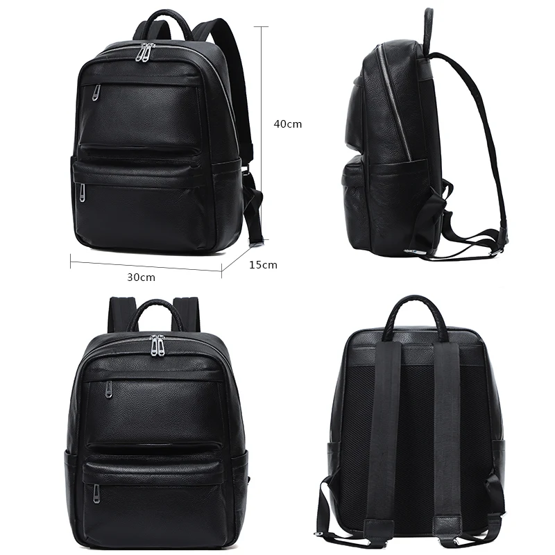 Men Cowhide Leather Backpack Travel Bag Male Mochila Fashion Large Capacity Shoolbag For Boy Men Laptop School Bag College Style