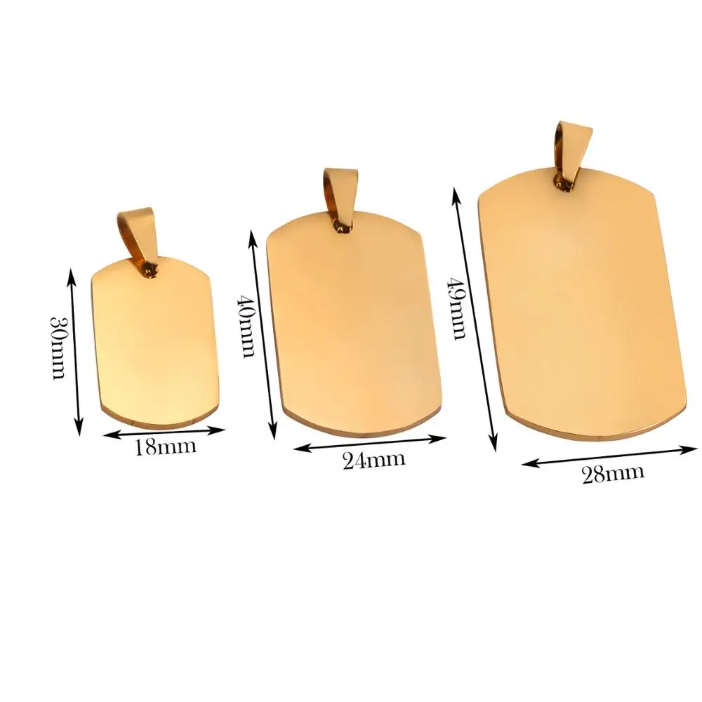 10 pcs  Stainless Steel Military Army Style ID Blank Dog Tags Pendant Rectangle Necklace Jewelry Accessories Dropship