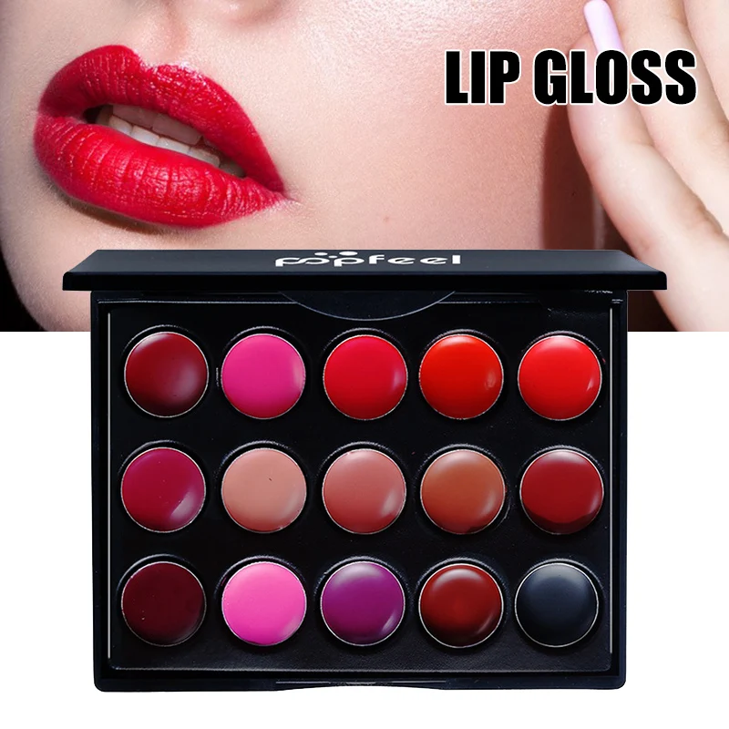 15สีวุ้นแต่งหน้าลิปสติก Waterproof Long Lasting Moisturizing Lips แต่งหน้า Lip Gloss Palette B99