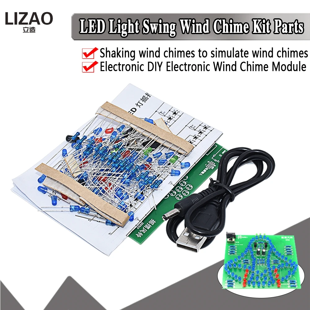 Wobblers eletrônicos com 95 LEDs, Laboratório Swing Bell, Fun DIY Kit, Wind Bell, 5V, 9V