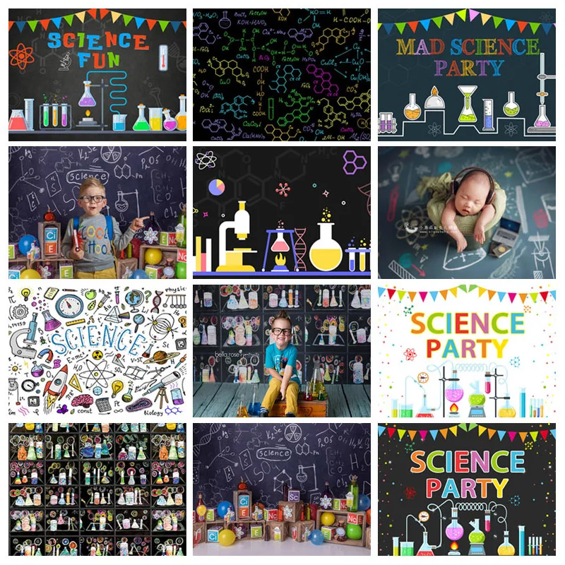 

Mehofond Photography Background Science Mad Scientist Invitation Boy Birthday Party Decor Banner Backdrop Photo Studio Photozone