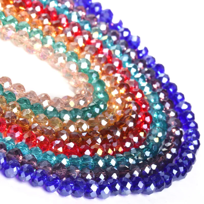 4/6/8MM 2/5String Crystal AB Beads Faceted Spacer Beads Sewing Rondel Gemstone Clothing Earring Bracelet Necklace Accessories