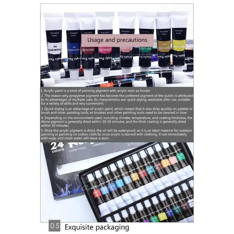 Ensemble de peinture acrylique, 24 couleurs, 12ml, pigments pour enfants, adultes, débutants, professionnels, artistes