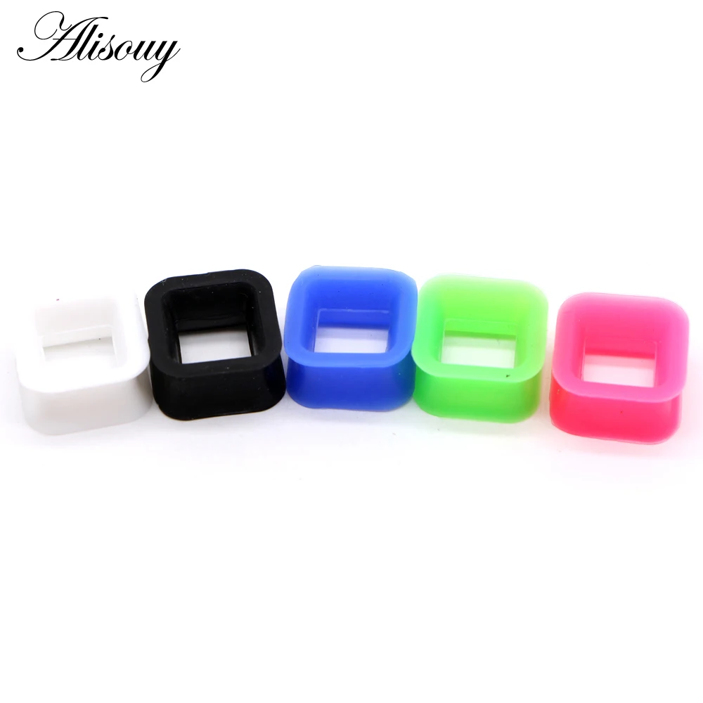 Alisouy 2pcs Square Silicone Comfortable Thin Flared Ear Plugs Flesh Tunnel Gauge Expander Stretcher Earlets Piercing Earrings