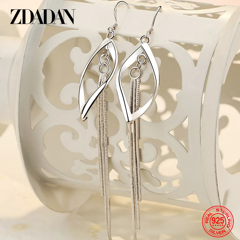 

ZDADAN 925 Silver Long Tassel Dangle Earrings For Women Charm Jewelry Accessories Wholesale