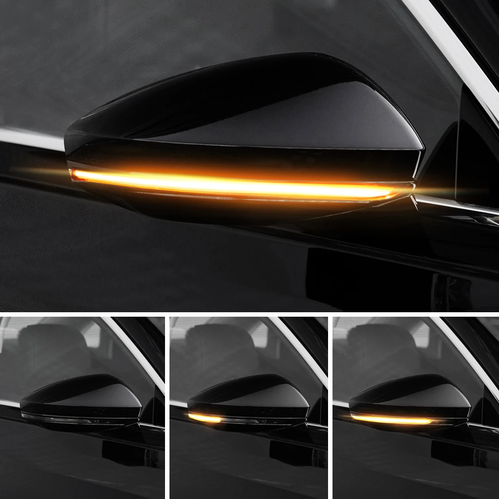 2Pcs Universal Car Rearview Mirror Turn Signal Lights Indicator Lamp Streamer Strip Flowing Dynamic Flexible Side Light Amber