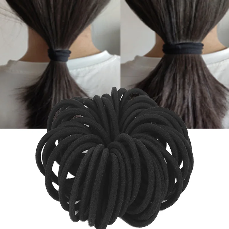 

50pcs Black Hair Rubber Bands Women Girls Hair Ties Elastic Hairband Ponytail Holders Headbands Scrunchie Girls Hair Accessories