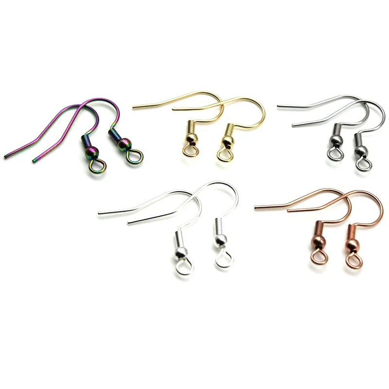 50pcs/lot 316 Stainless Steel Silver Earring Hooks Ear Wires Clasp Findings For DIY Jewelry Making Earring Accessories 19x19mm