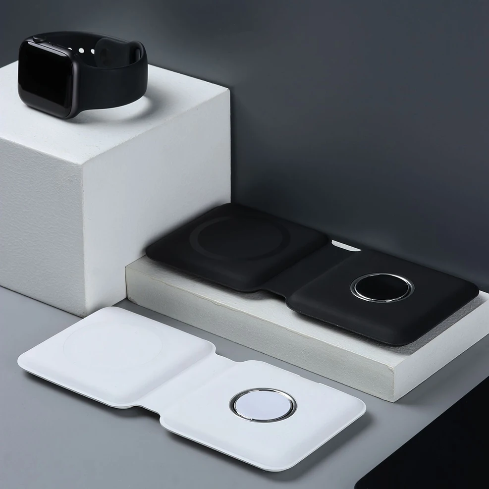 قاعدة شحن لاسلكية مغناطيسية آمنة من Duo 15 وات لساعة Apple watch 5 4 3 2 iPhone 12 Pro Max 12 Mini Airpods 2 Pro QI محطة شحن لاسلكية #6