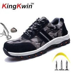 Outdoor Safety Shoes Camouflage Boots Men Indestructible Footwear Puncture-Proof Work Sneakers Protective Shoes 47 48