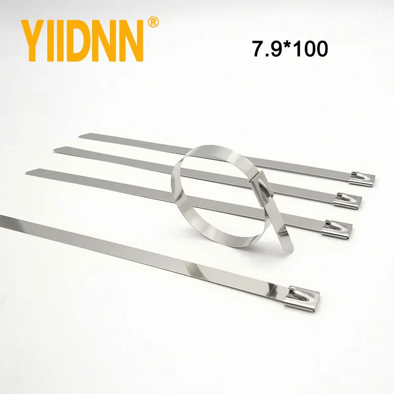 100 Pieces Stainless Steel Zip Ties Cable Ties 7.9mm*100mm Multi Functional Cable Straps Locking Metal Zips Ties for Cables