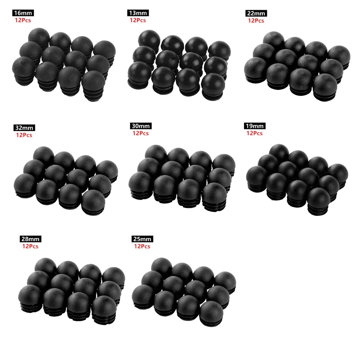 12Pcs Stuhl Bein Tipps Caps Rohr Insert Plug Möbel Bein Stecker Stanzen End Kappe Bung Für Runde Rohr Rohr staub Abdeckung Boden Schützen