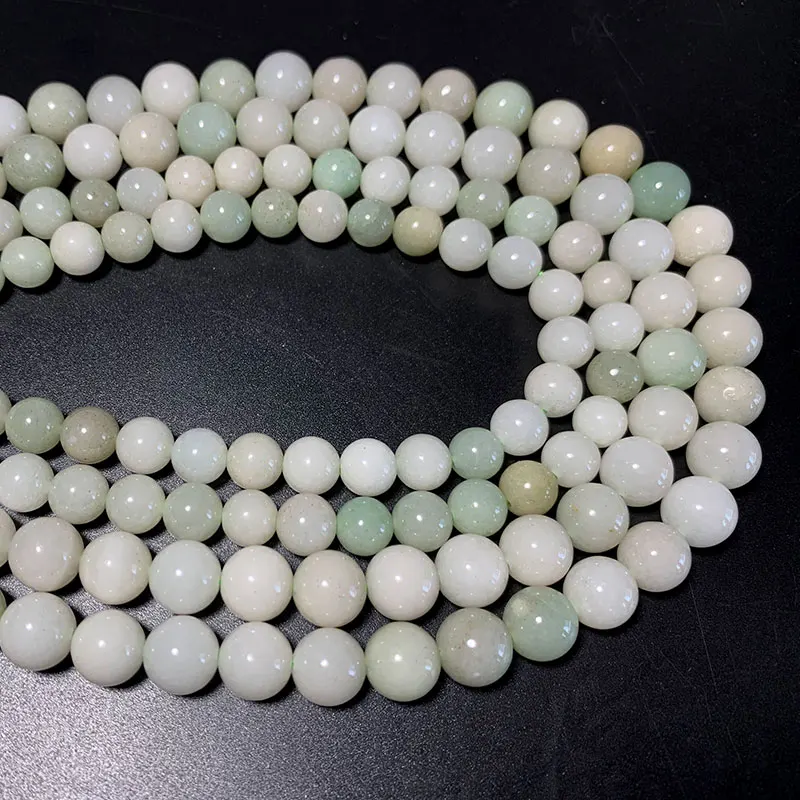 LUOMANXIARI Green Burmese Jade Round Stone Beads A 100% Natural Color Untreated  For Jewelry Making DIY Bracelet 8/10MM 15''