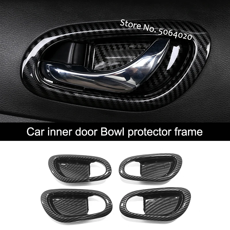 

ABS Matte/Carbon fibre Car inner door Bowl protector frame Cover Trim Sticker Car Styling For Nissan Navara NP300 2017 2018 2019