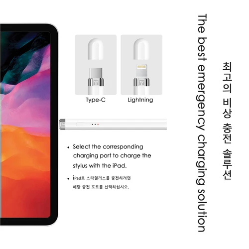 Imagen 2 del producto Peilinc - lápiz Stylus para iPad, pluma para Apple Pencil 2 1, recordatorio de pantalla de batería, rechazo de Palma de inclinación, Lightning tipo C OTG