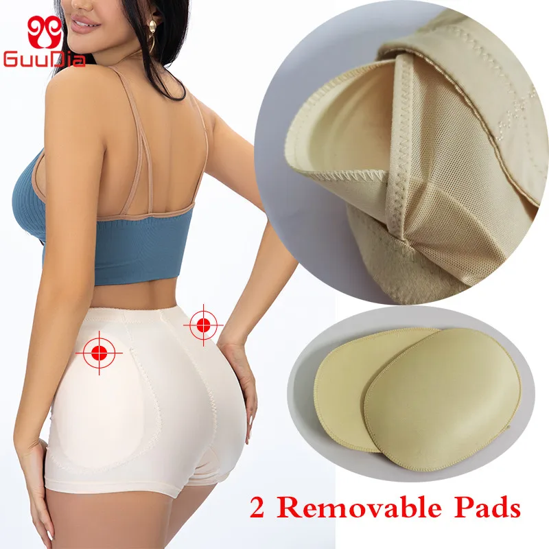 GUUDIA Removable Pads Women\'s Hip Butt Lifter Boy Shorts Sponge Padded Body Shaper Butt Hip Enhancer Control Panties Push Up