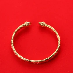 Gold Color Luxury Brass Copper Metal Bangle Women Fashion Charm Bracelets Jewelry