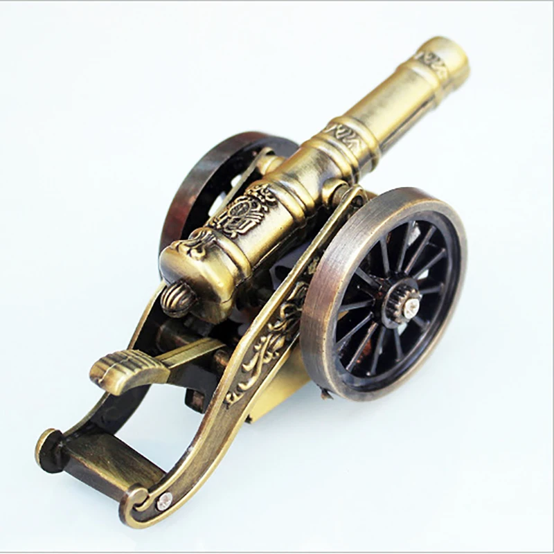 Toy Model Antique Bronze Cannon Inflatable Lighter Windproof Open Flame Turbine Gas Lighters No Gas