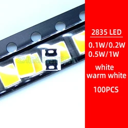 100 pz/lotto 2835 0.1W 0.2W 0.5W 1W SMD LED 3V lampada perlina bianco/bianco caldo SMD LED lampadina diodo luminescente