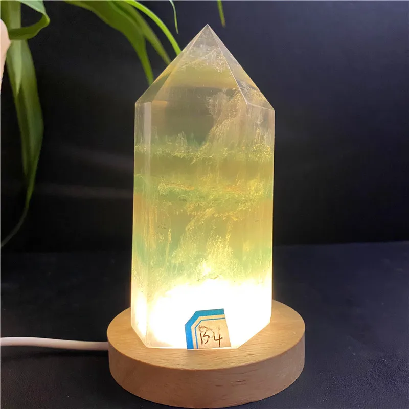 Natural Quartz Crystal Fluorite Obelisk Quartz Lamp Point Healing Home Feng Shui Decoration