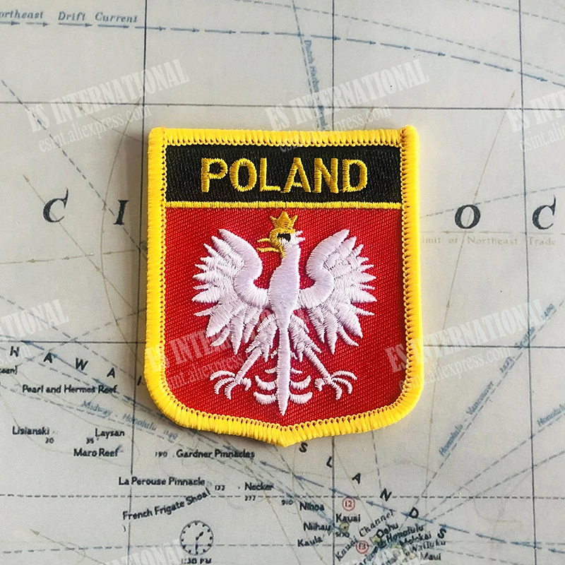 Poland With Eagle National Flag Embroidery Patches Badge Gifts Shield And Square Shape Pin One Set On The Cloth Armband Backpack