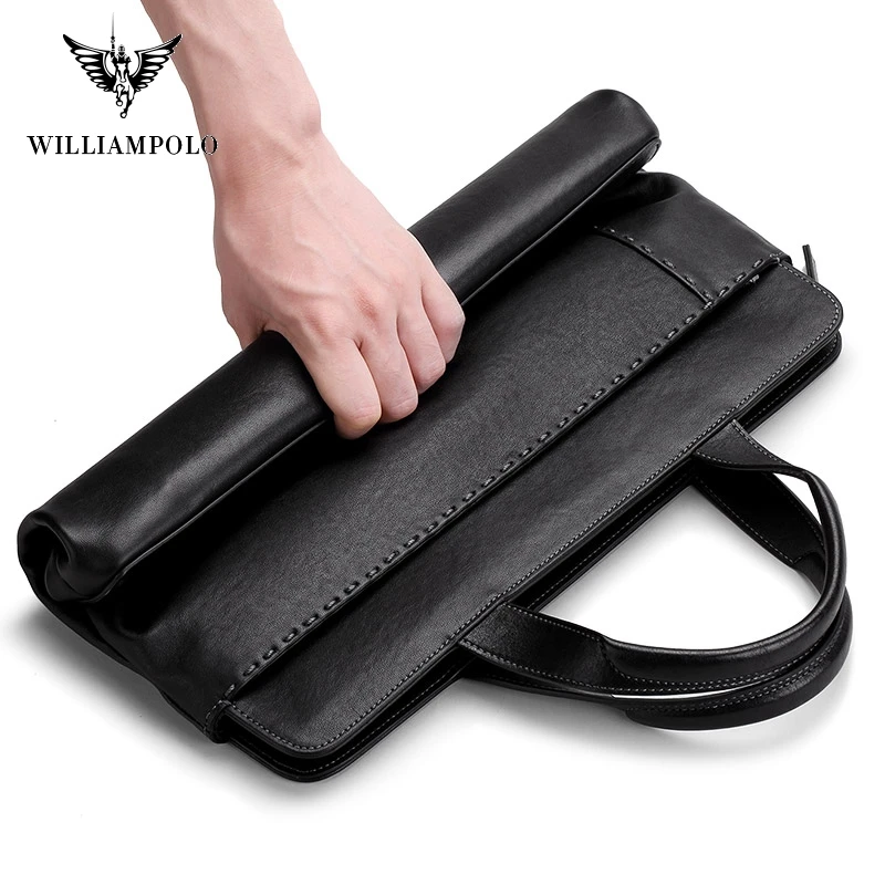 Williampolo Zachte Lederen Unisex Stevige Waterdichte Laptop Tas Breifcase Sleeve Case Bag #193037