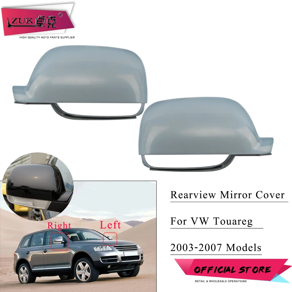 ZUK Door Exterior Rearview Mirror Cover Frame Shell Housing Unpainted Left Right For Touareg 2003-2007 For Volkswagen