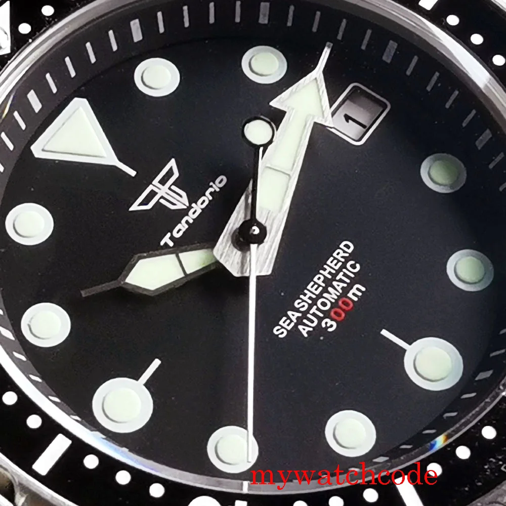 46.5Mm Tandorio Thương Hiệu Hàng Đầu Nhật Bản NH35A 20ATM Lặn Hồ Nam Kính Sapphire Dạ Quang Đánh Dấu Dây Cao Su Màu Đen
