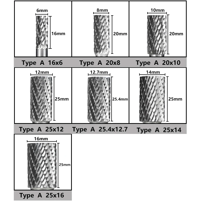 Rotary File Double-Cut A Type CNC Engraving Bit 6mm Shank For Metalworking Carving Tools Tungsten Carbide Rotary Burrs