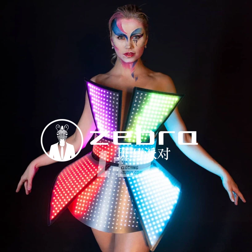 

Programmable LED luminous performance clothing Custmoized led dress nightclub gogo technology show