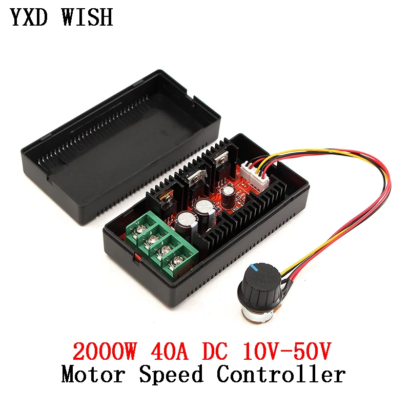 2000W 40A DC Motor Speed Controller DC 12V 24V PWM HHO RC Car Fan Speed Regulator Adjustable Power Control Switch Soft Starting