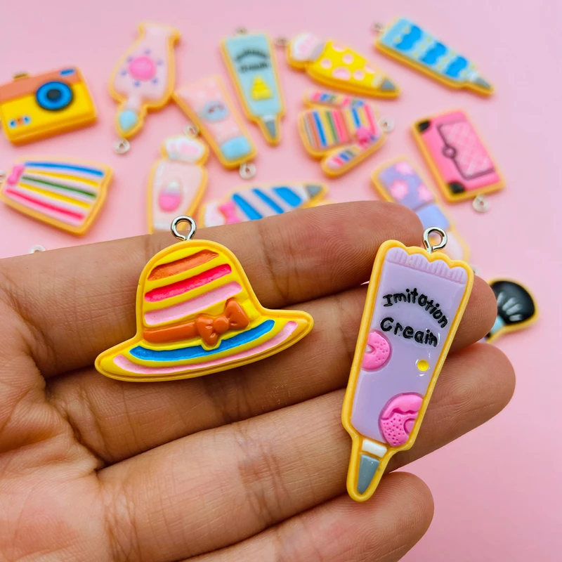 10pcs Hot Resin Flatback Girl Theme Charm Hat Nail Polish Pendant for Earring, Keychain, Scrapbooking, DIY Making, Necklace