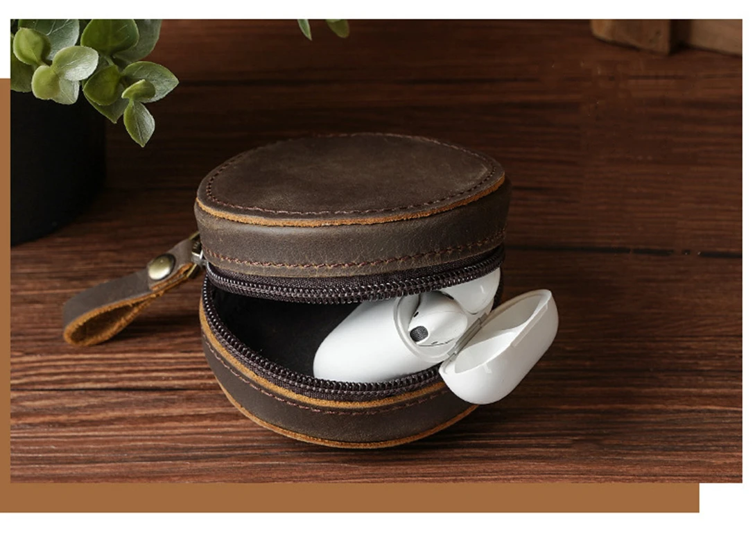 Vintage Coin Purse Genuine Leather Jewelry Storage Box Women\'s Lipstick Bag Retro Key Coin Bag