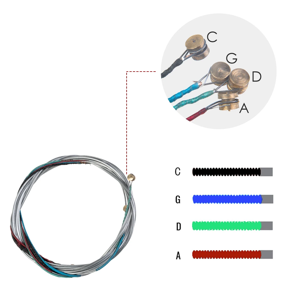 LOMMI 5 Packs Acoustic Cello String Electric Cello String Replacment DIY Cello Rich Complex Tone 4/4 3/4 1/2 1/4 1/8 String SET