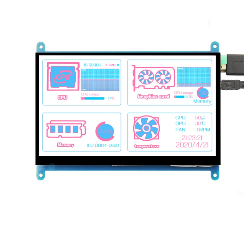 7 inch IPS LCD Display USB Kapazitive Touch Sekundären Bildschirm Monitor 1024x600 HDMI-kompatibel Für Raspberry Pi windows AIDA64