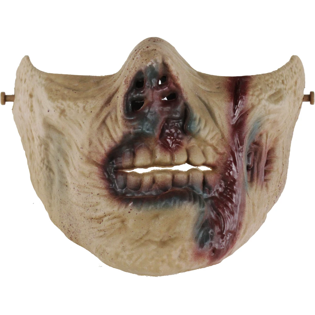 Halloween Scary Zombie Mask for Festival Cosplay Airsoft Mask Half Face Mask Protective Outdoor for Paintball Shooting War Game