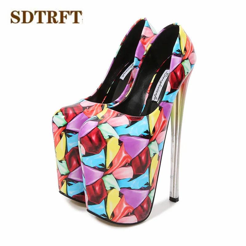 SDTRFT Female Waterproof Stilettos 22cm thin high heels Ladies Party pumps Shallow mouth women Catwalk Shows shoes mujer bombas