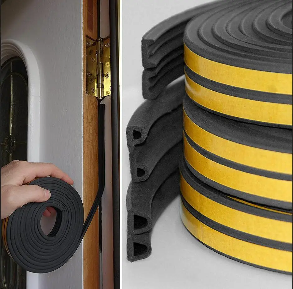 5 meters of self-adhesive strip sealing and / d / p / i doors type window gasket foam rubber soundproof sealed collision strip