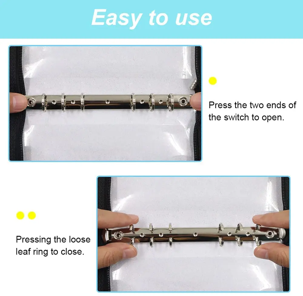 13 Pieces A6 Binder PVC Notebook Cover  Budget Envelopes System Planner Organizer with12 Pcs Colorful Binder Zipper Pockets