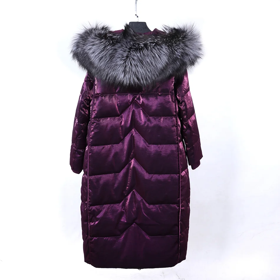 Maomaokong 2022 New Women\'s Winter Down Jacket Female Natural Raccoon Big Real Fox Fur Collar Coat Women Parkas X-Long Down Coat