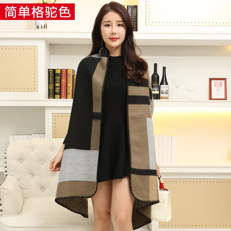 2023 Shawl Women Autumn And Winter Winter Long Imitation Cashmere Wild Cloak Air Conditioning Thick Warm Cloak Coat