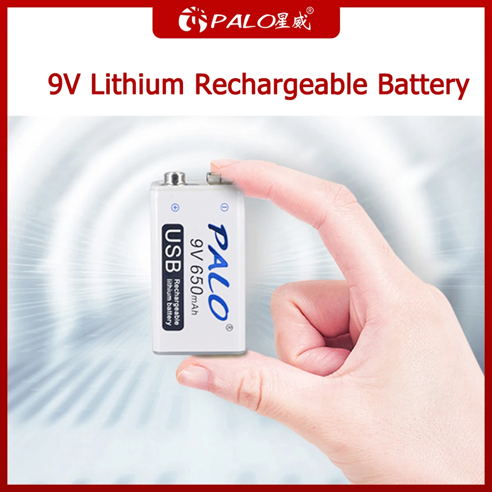 PALO 9V Rechargeable Battery Lithium 6f22 9V Li-ion Battery for multimeter Toy Remote Control KTV Electronic 9V batteries